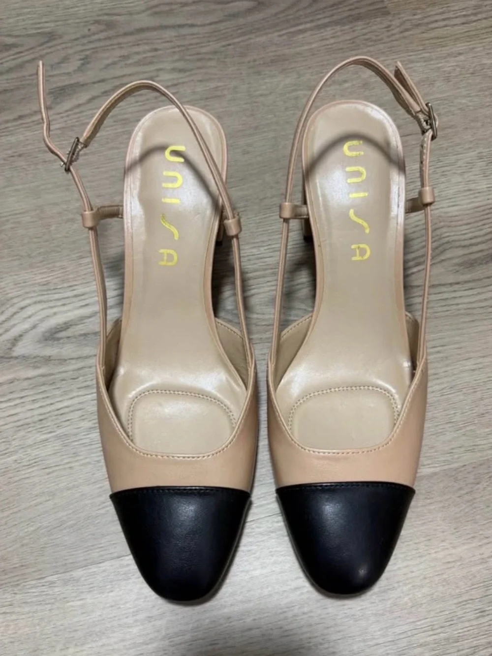 Two-Tone Beige and Black Slingback Heels - NEVER WORN!!